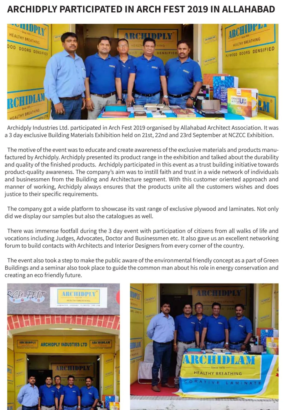 Archidply Participated In Arch Fest 2019 In Allahabad